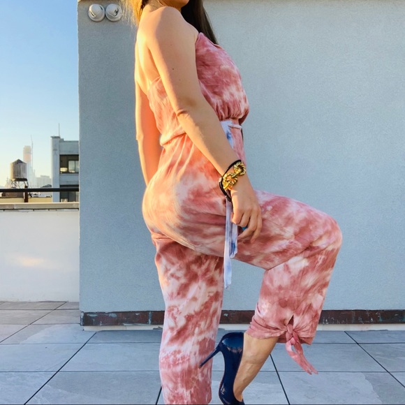 Free People Marble Camo Tye-Dye Strapless Jumpsuit - Picture 4 of 16